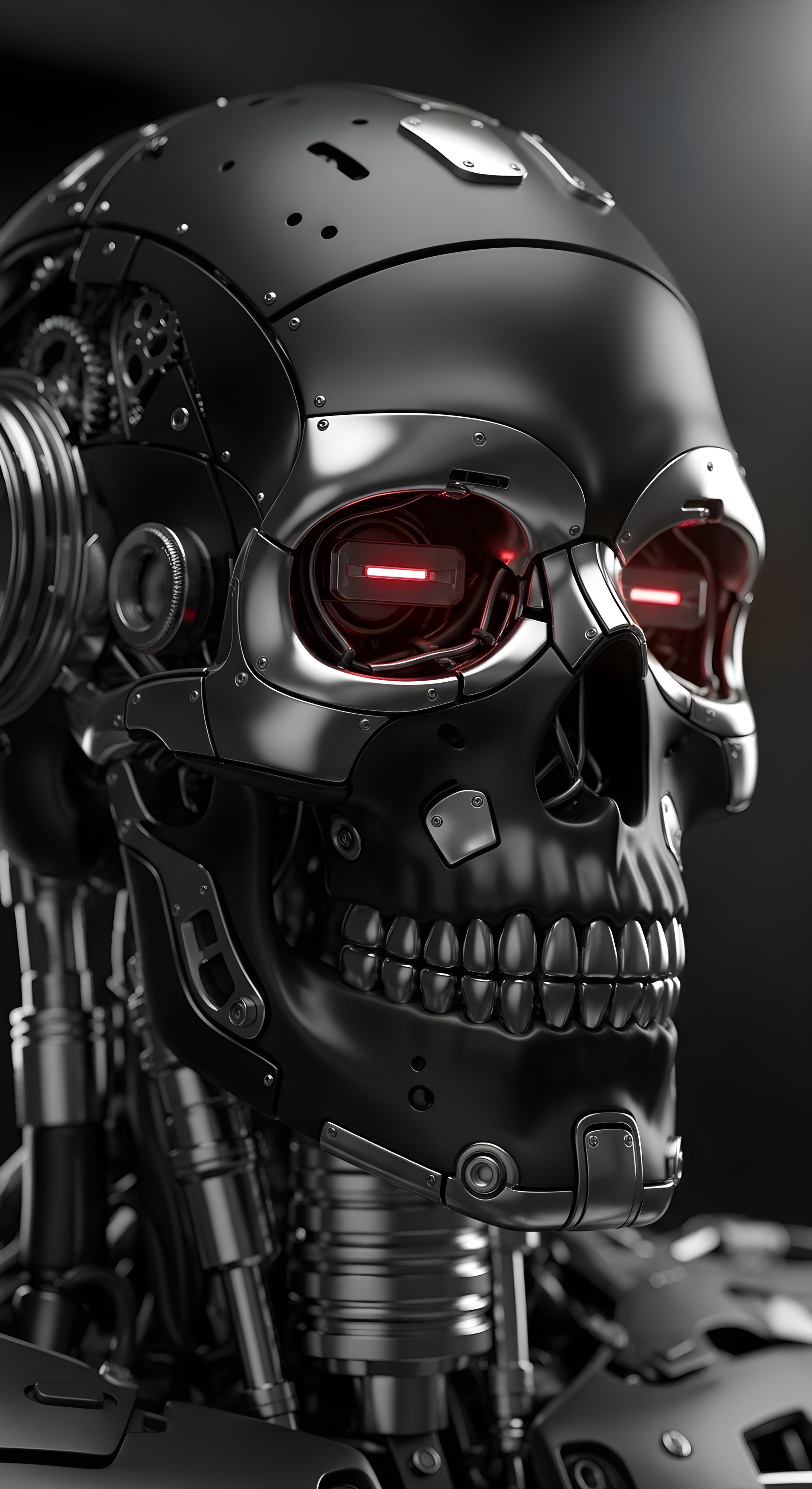 Cool Cybernetic Robot Skull Wallpaper HD 4K - Dark Sci-Fi Aesthetic