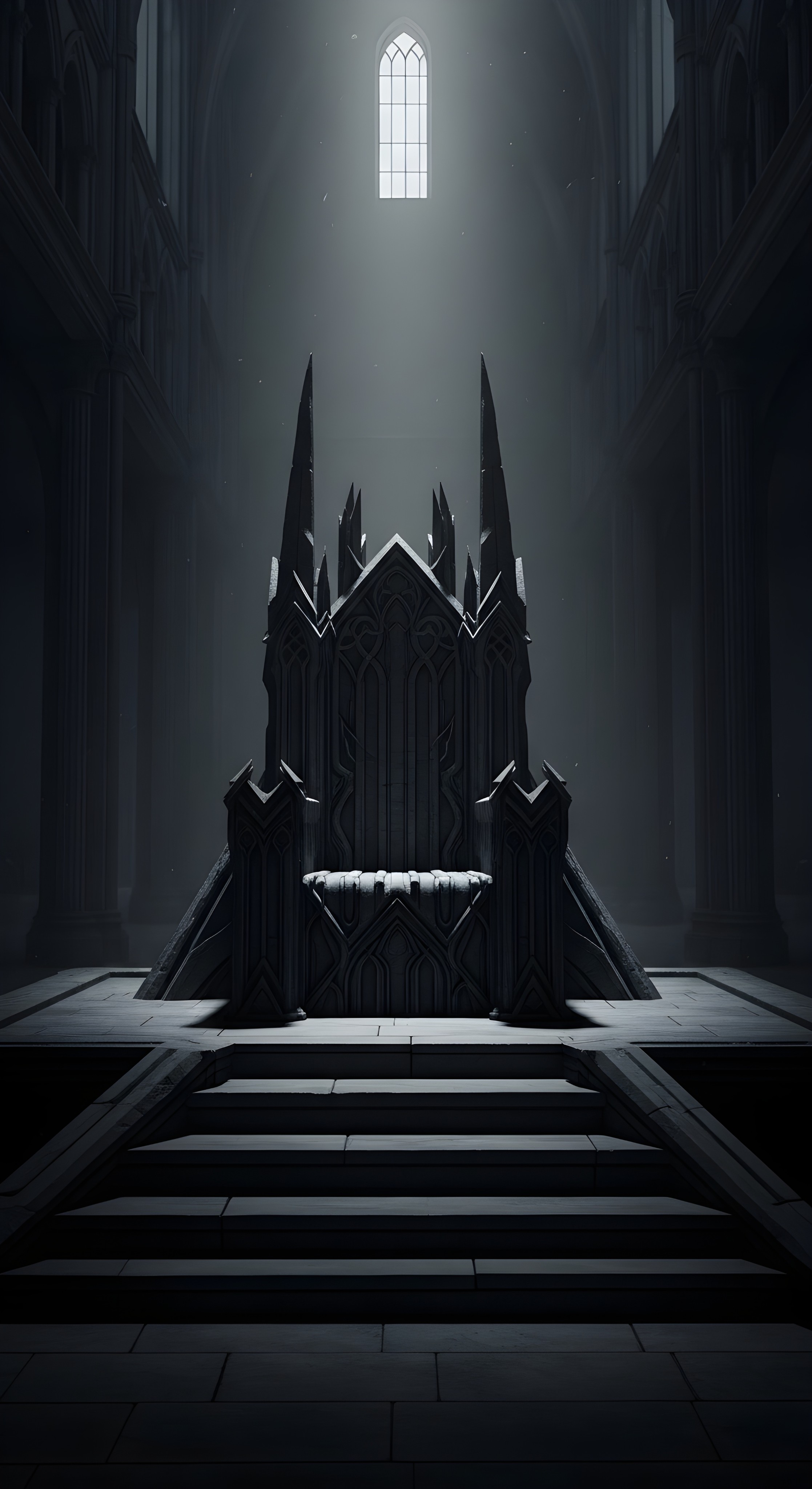 Dark Gothic Throne Room Wallpaper HD 4K - Epic Aesthetic Fantasy